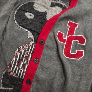 varsity striped snoopy cardigan